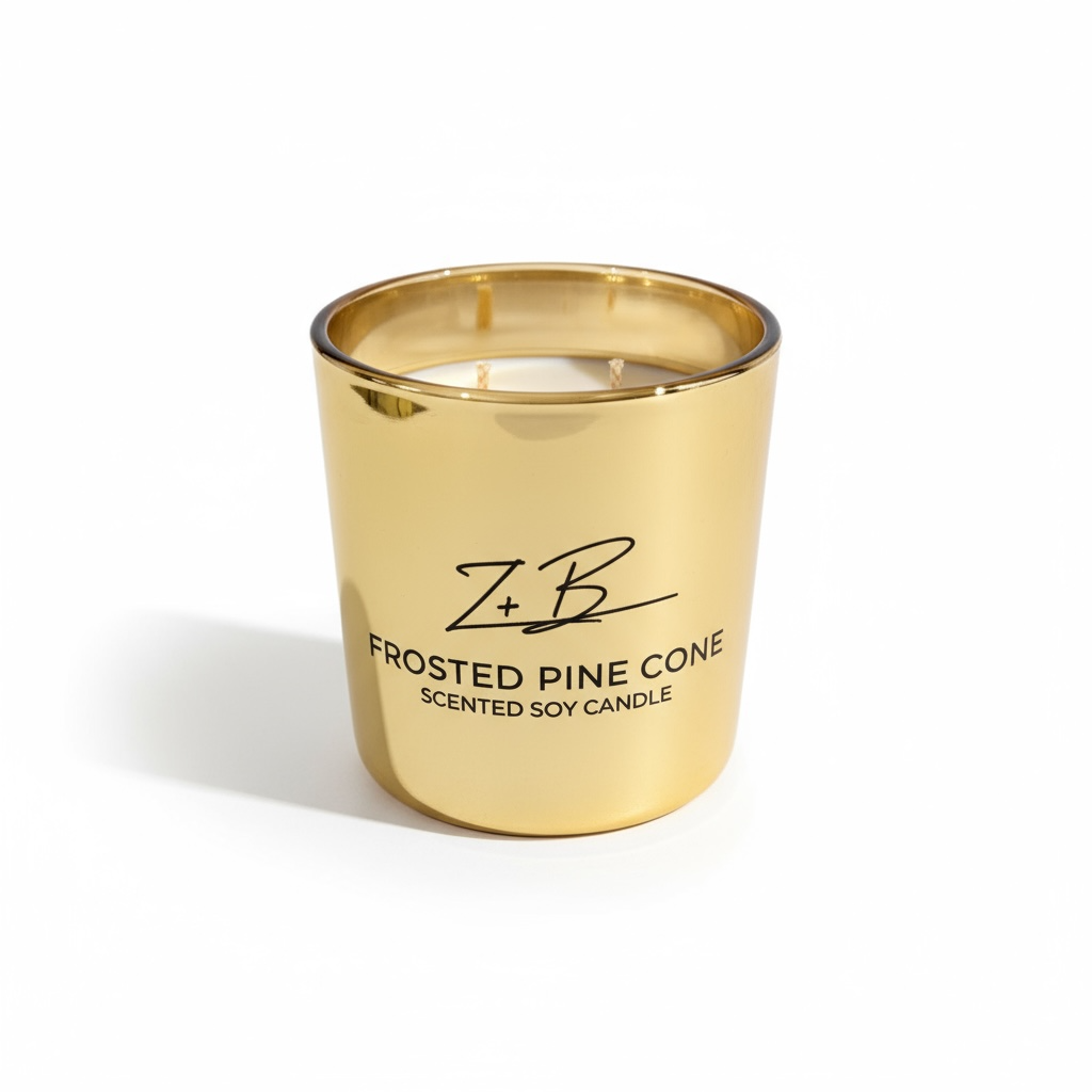 Frosted Pine Cone Candle - Gold Luxe
